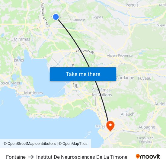 Fontaine to Institut De Neurosciences De La Timone map