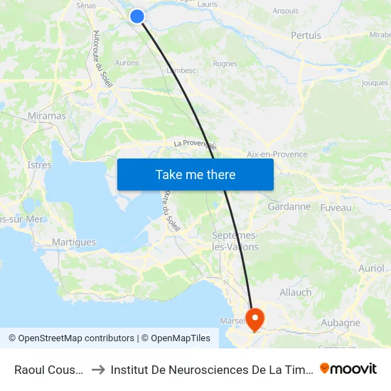 Raoul Coustet to Institut De Neurosciences De La Timone map