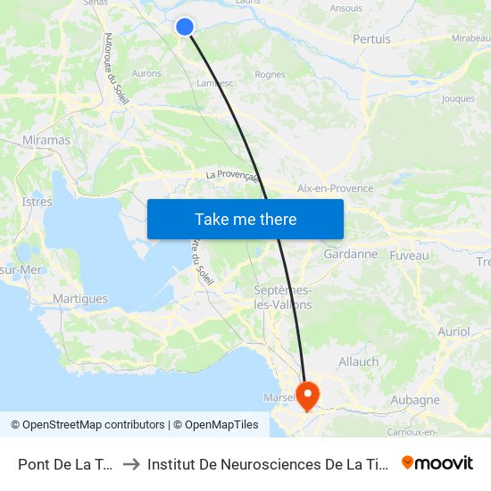 Pont De La Tour to Institut De Neurosciences De La Timone map