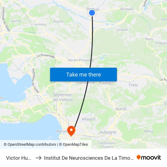 Victor Hugo to Institut De Neurosciences De La Timone map
