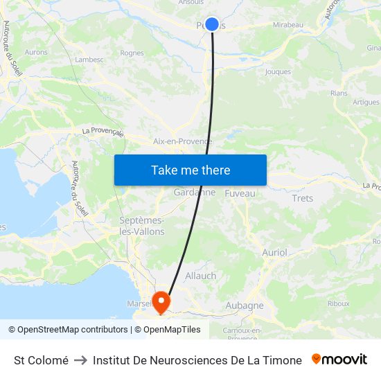 St Colomé to Institut De Neurosciences De La Timone map