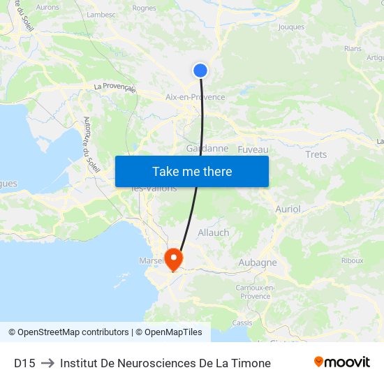 D15 to Institut De Neurosciences De La Timone map