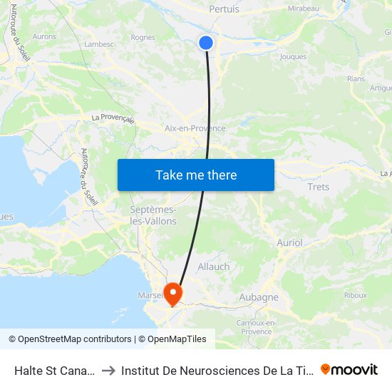 Halte St Canadet to Institut De Neurosciences De La Timone map