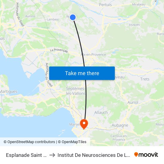 Esplanade Saint Denis to Institut De Neurosciences De La Timone map