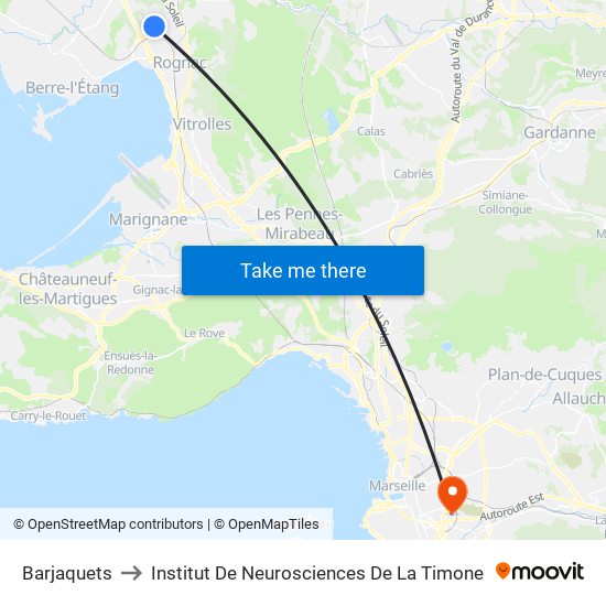 Barjaquets to Institut De Neurosciences De La Timone map