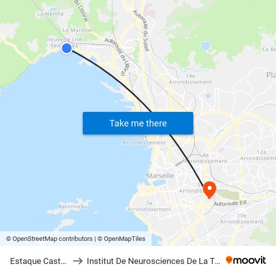 Estaque Castejon to Institut De Neurosciences De La Timone map