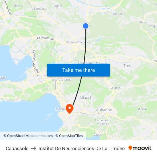 Cabassols to Institut De Neurosciences De La Timone map