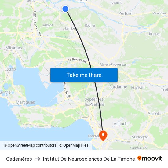 Cadenières to Institut De Neurosciences De La Timone map