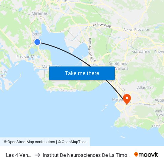 Les 4 Vents to Institut De Neurosciences De La Timone map