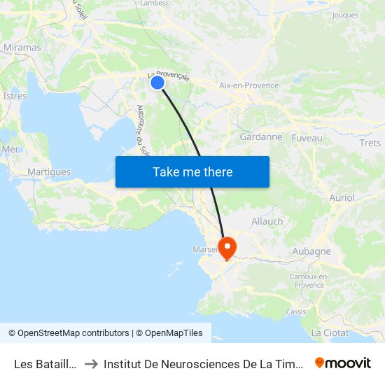 Les Batailles to Institut De Neurosciences De La Timone map
