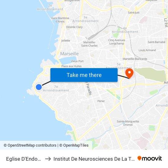 Eglise D'Endoume to Institut De Neurosciences De La Timone map