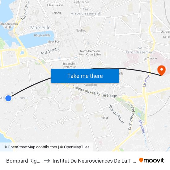 Bompard Rigaud to Institut De Neurosciences De La Timone map