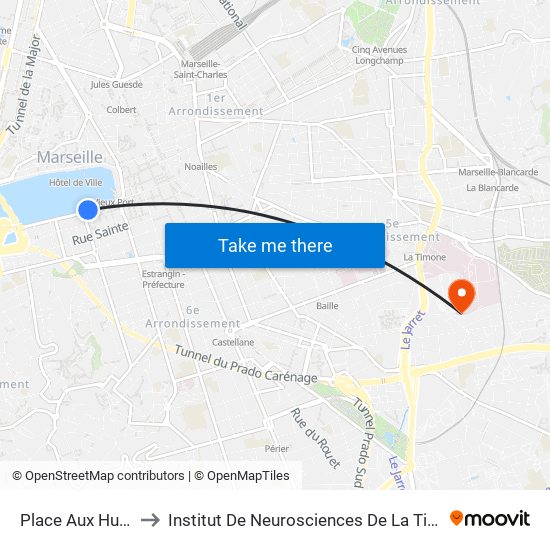 Place Aux Huiles to Institut De Neurosciences De La Timone map