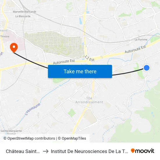 Château Saint-Cyr to Institut De Neurosciences De La Timone map