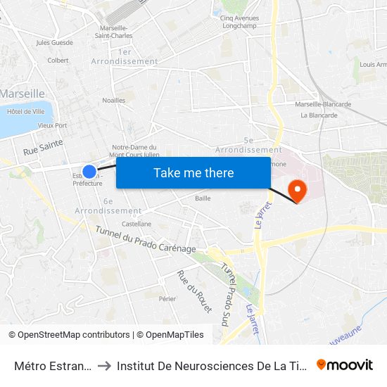 Métro Estrangin to Institut De Neurosciences De La Timone map