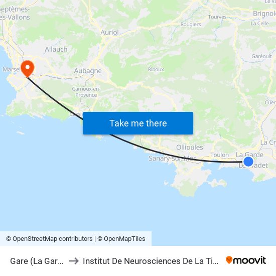 Gare (La Garde) to Institut De Neurosciences De La Timone map