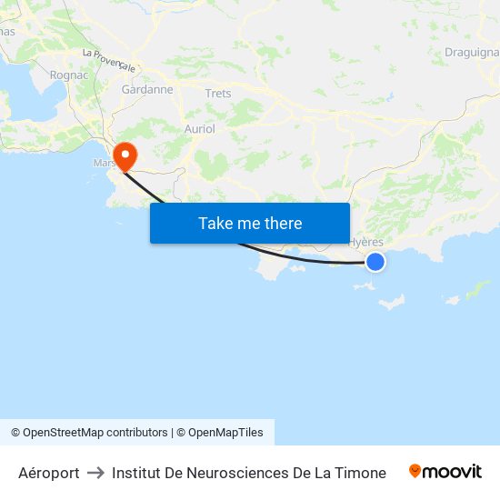 Aéroport to Institut De Neurosciences De La Timone map
