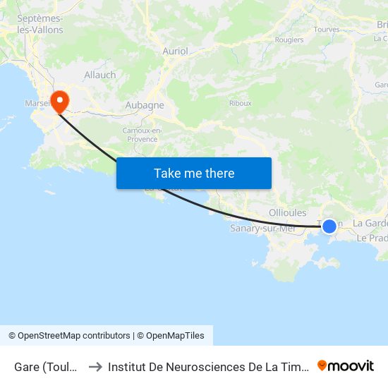 Gare (Toulon) to Institut De Neurosciences De La Timone map
