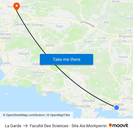 La Garde to Faculté Des Sciences - Site Aix-Montperrin map