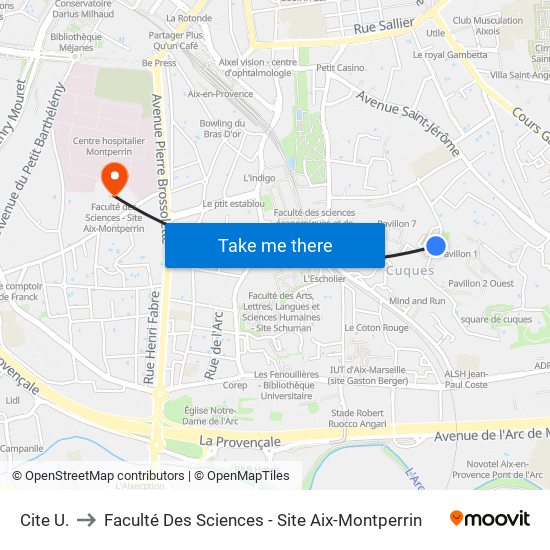 Cite  U. to Faculté Des Sciences - Site Aix-Montperrin map