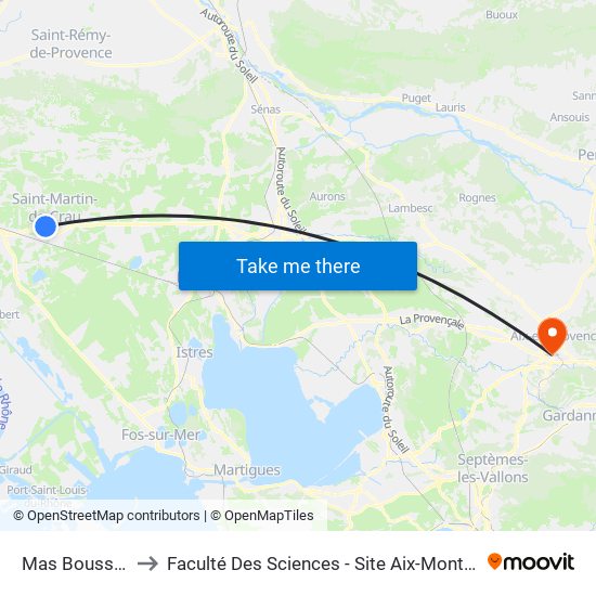 Mas Boussard to Faculté Des Sciences - Site Aix-Montperrin map