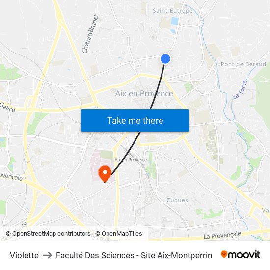 Violette to Faculté Des Sciences - Site Aix-Montperrin map