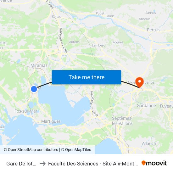 Gare De Istres to Faculté Des Sciences - Site Aix-Montperrin map