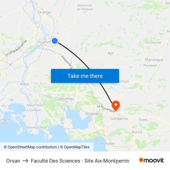 Orsan to Faculté Des Sciences - Site Aix-Montperrin map