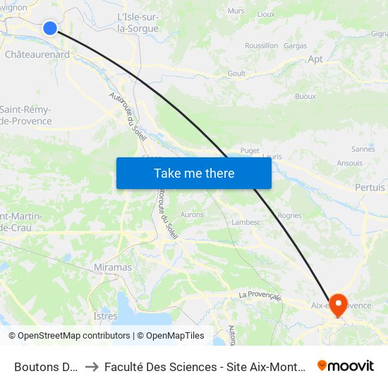 Boutons D'Or to Faculté Des Sciences - Site Aix-Montperrin map