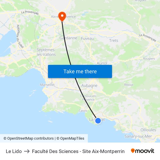 Le Lido to Faculté Des Sciences - Site Aix-Montperrin map