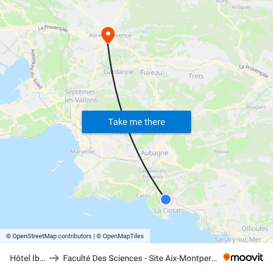 Hôtel Ibis to Faculté Des Sciences - Site Aix-Montperrin map