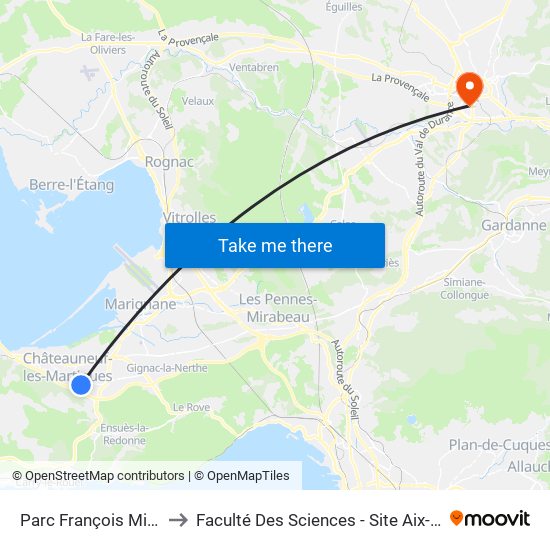 Parc François Miterrand to Faculté Des Sciences - Site Aix-Montperrin map