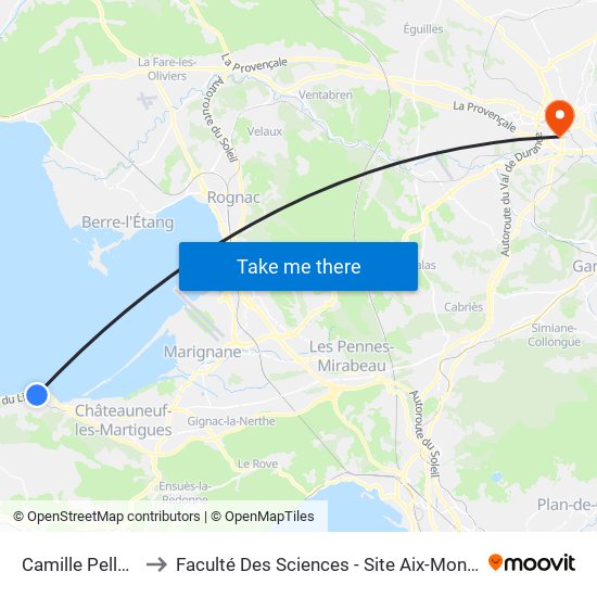 Camille Pelletan to Faculté Des Sciences - Site Aix-Montperrin map