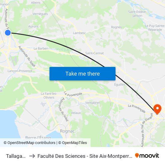 Tallagard to Faculté Des Sciences - Site Aix-Montperrin map