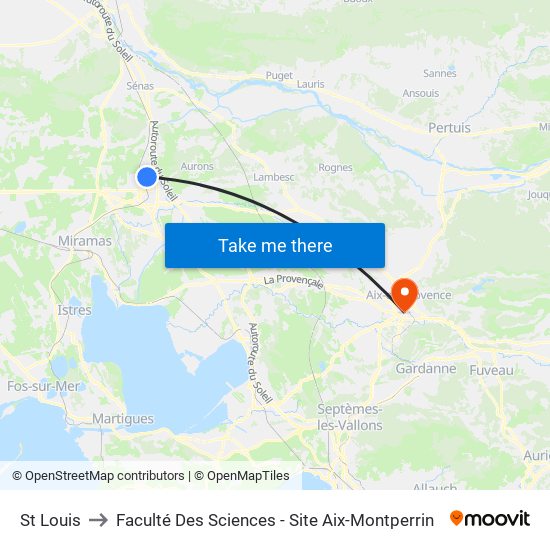 St Louis to Faculté Des Sciences - Site Aix-Montperrin map