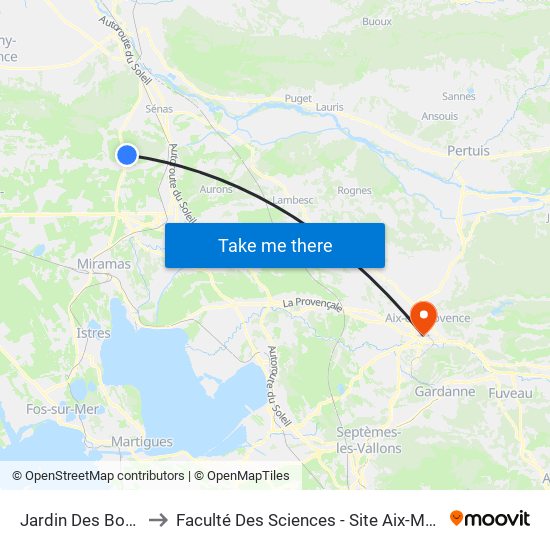 Jardin Des Bormes to Faculté Des Sciences - Site Aix-Montperrin map