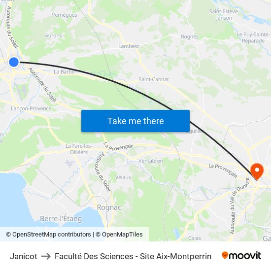 Janicot to Faculté Des Sciences - Site Aix-Montperrin map