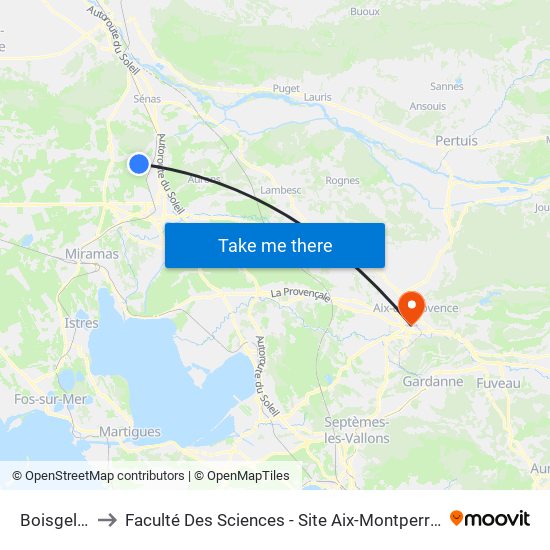 Boisgelin to Faculté Des Sciences - Site Aix-Montperrin map