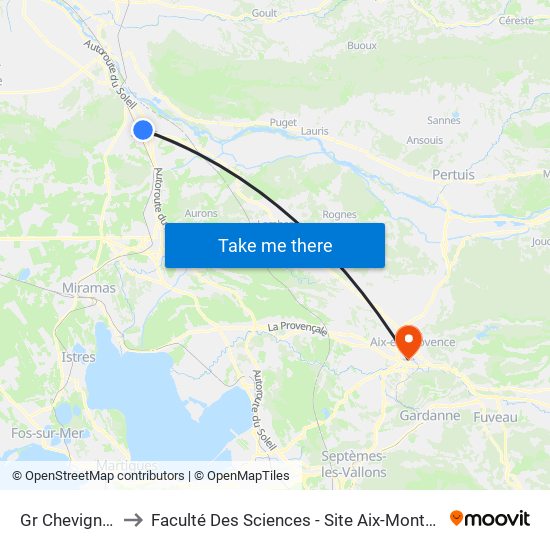 Gr Chevigné 1 to Faculté Des Sciences - Site Aix-Montperrin map