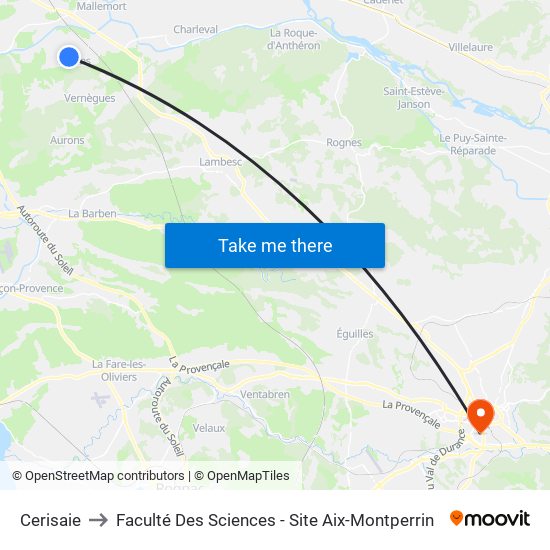 Cerisaie to Faculté Des Sciences - Site Aix-Montperrin map
