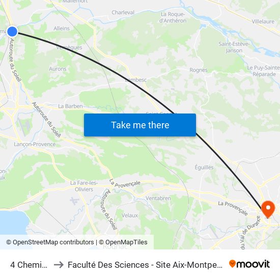 4 Chemins to Faculté Des Sciences - Site Aix-Montperrin map