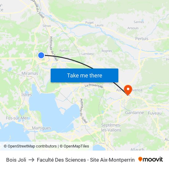 Bois Joli to Faculté Des Sciences - Site Aix-Montperrin map