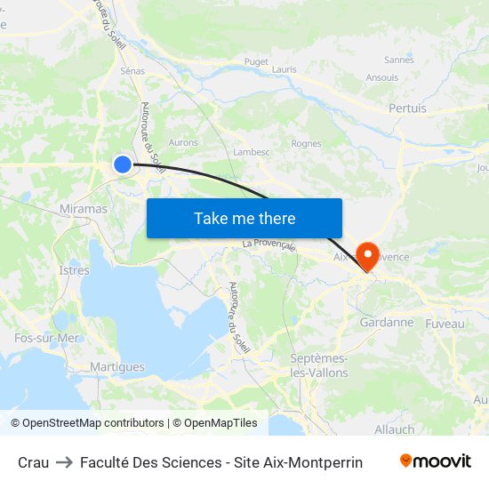 Crau to Faculté Des Sciences - Site Aix-Montperrin map