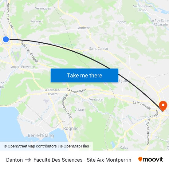 Danton to Faculté Des Sciences - Site Aix-Montperrin map