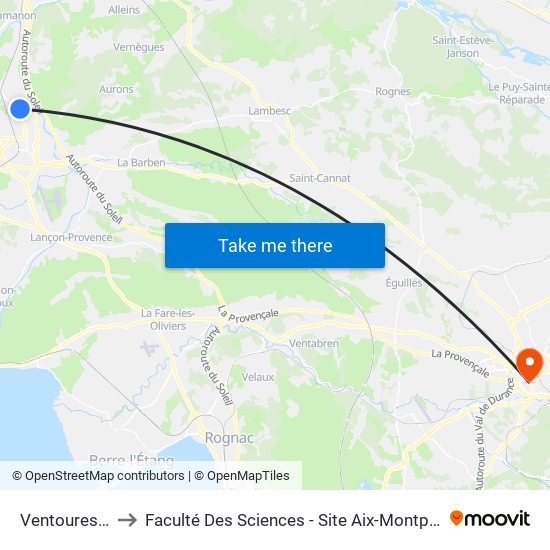 Ventouresco to Faculté Des Sciences - Site Aix-Montperrin map