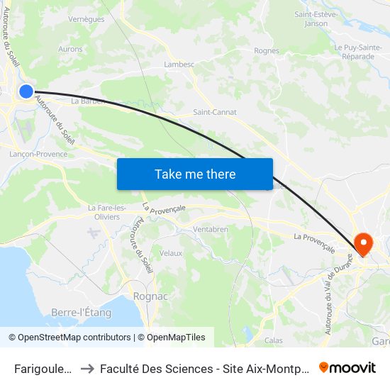Farigoulette to Faculté Des Sciences - Site Aix-Montperrin map