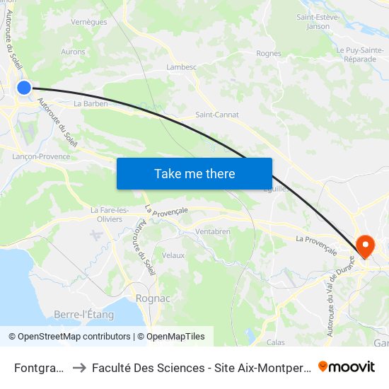 Fontgrave to Faculté Des Sciences - Site Aix-Montperrin map