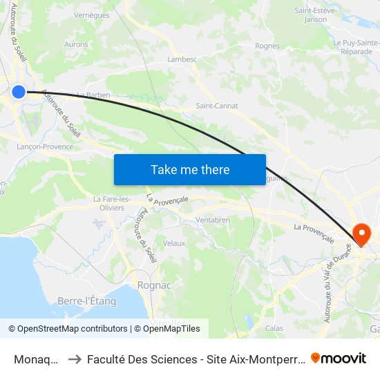Monaque to Faculté Des Sciences - Site Aix-Montperrin map