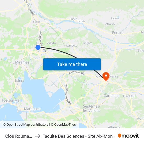 Clos Roumanille to Faculté Des Sciences - Site Aix-Montperrin map
