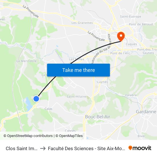 Clos Saint Imbert to Faculté Des Sciences - Site Aix-Montperrin map
